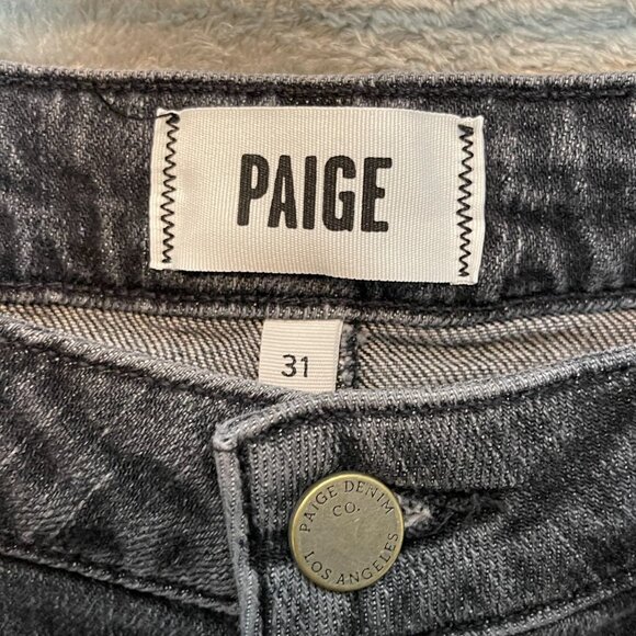 Paige Women Margot Silver City Destructed High Rise Black Denim Cut Off Short 31 - Picture 4 of 10